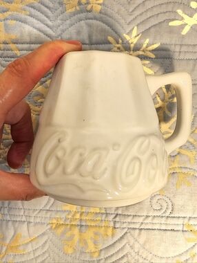Vintage 1996 Coca-Cola White Mini Embossed Cream & Sugar Set
